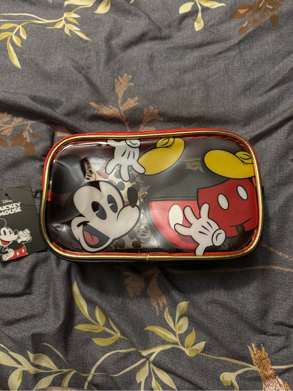 Bioworld Mickey Mouse Clear Vinyl Cosmetic Bag set- Black, Red, Yellow